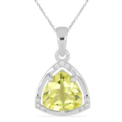 925 Silver Trillion Lemon Topaz Pendant | Rhodium Finish | Wholesale Jewelry for Resale & B2B Buyers